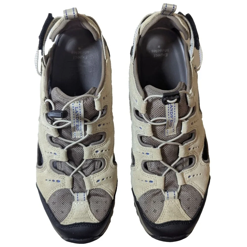 Lands End Mens 11D Sand Hiking Trail Water Sandals Closed Toe Shoes 191510 EUC